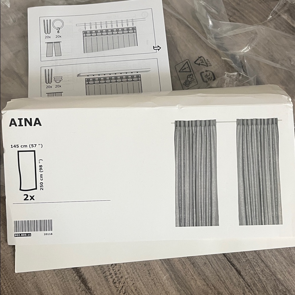 2 IKEA AINA GRAY LINEN Curtain Panels - Picture 4 of 6